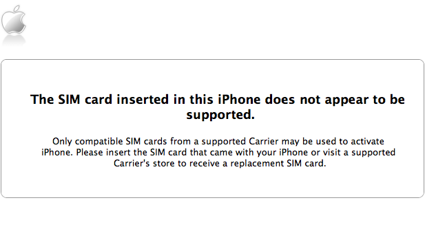 sim not supported iphone