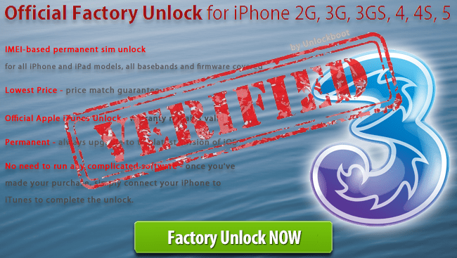 Unlock Three UK iPhone