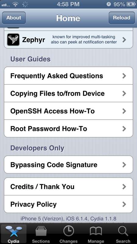 Cydia for iOS 6.1.4 iPhone 5
