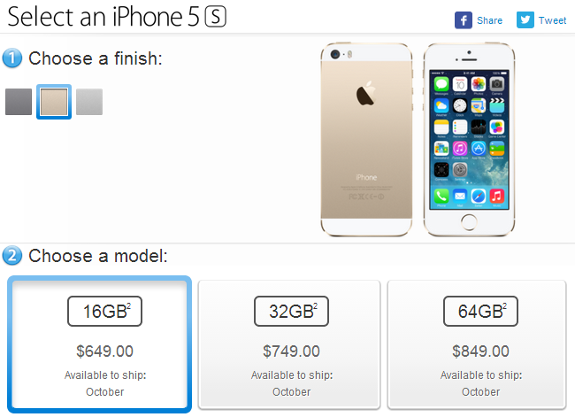 Unlocked iPhone 5s price