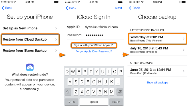 Recover iPhone Contacts via iCloud