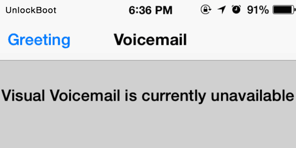 visual voicemail is currently unavailable