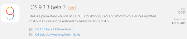 iOS 9.3.2 Beta 2 Download