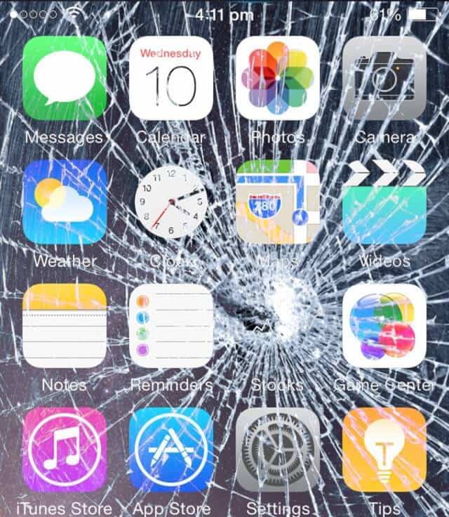 Cracked screen iPhone prank