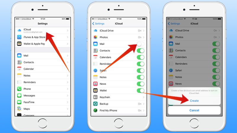 Create iCloud email on iPhone