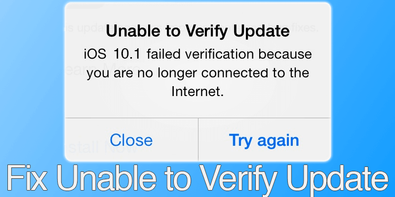 unable to verify update