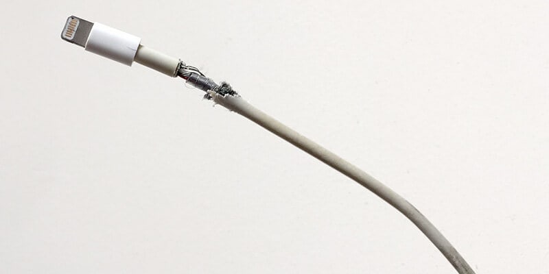 frayed iphone lightning cable