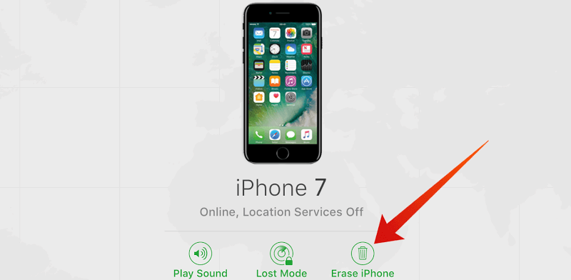 erase iphone 7 via icloud