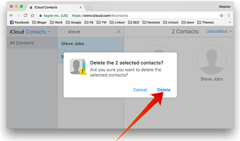 delete multiple contacts from icloud
