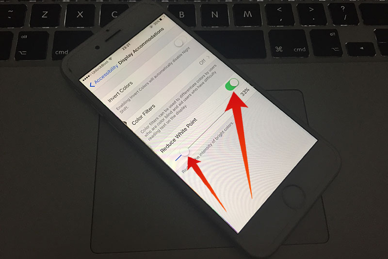 enable display accommodations on iphone