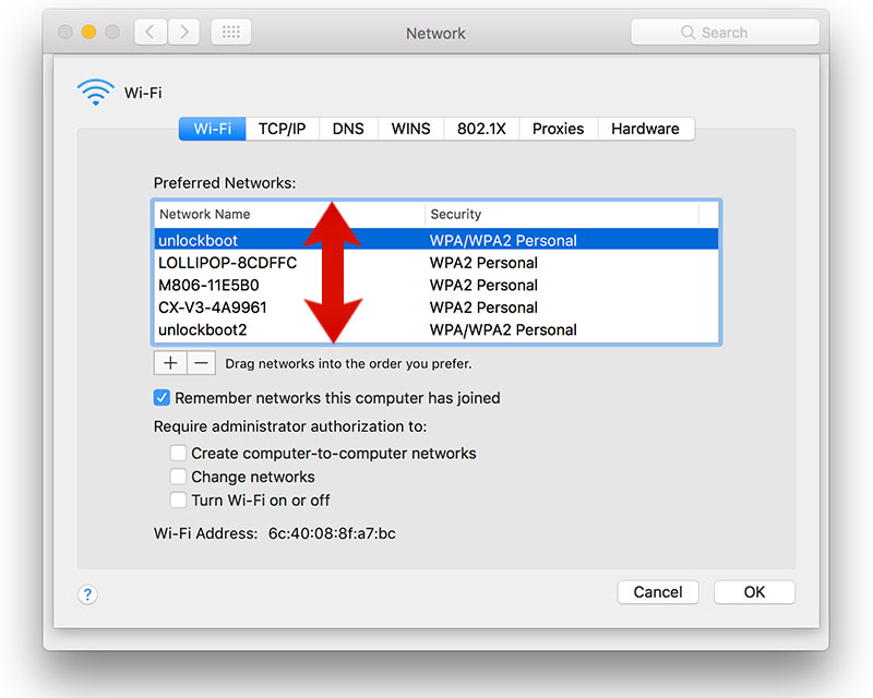 prioritize WiFi networks on iphone