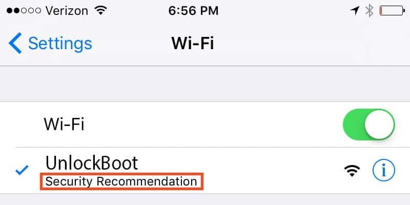 wifi security recommendation on iphone
