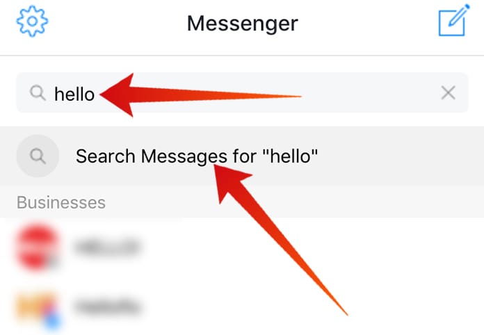 search facebook messages