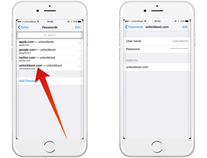 find passwords on iphone