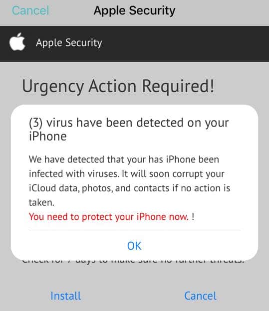 iphone virus pop up