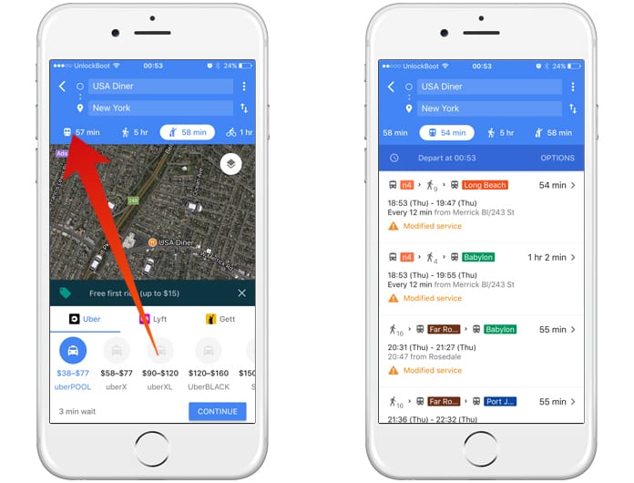 google maps walking directions iphone
