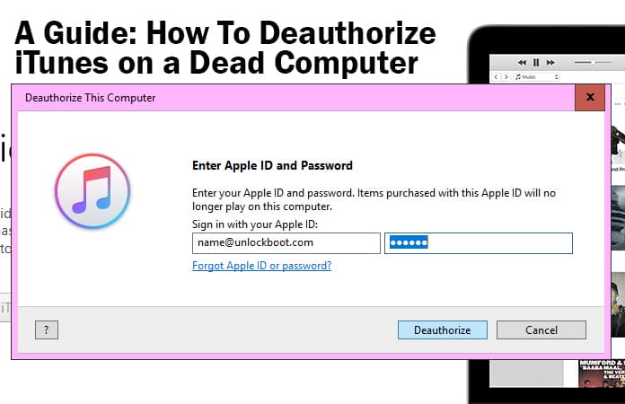how to deauthorize itunes on a dead computer