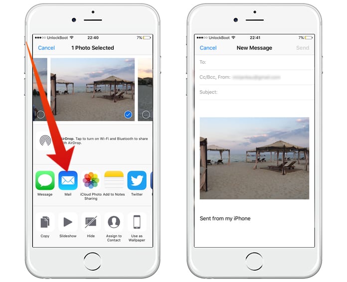 attach photos to email on iphone