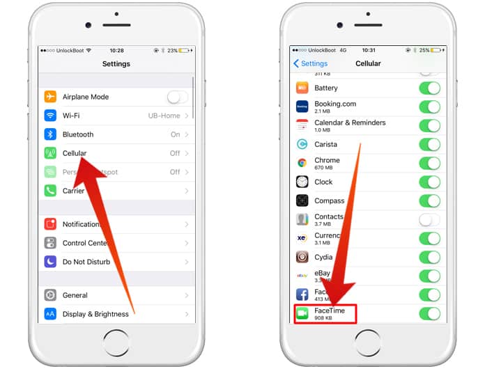 check facetime data usage on iphone