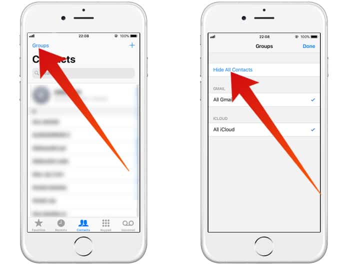 how to hide contacts on iphone