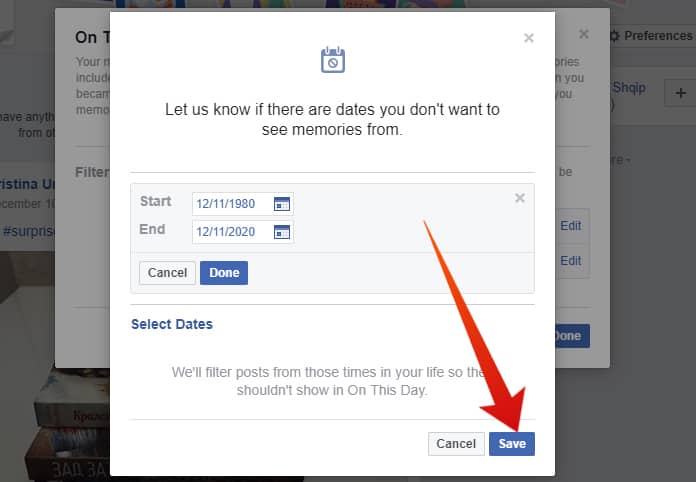 how to disable facebook memories