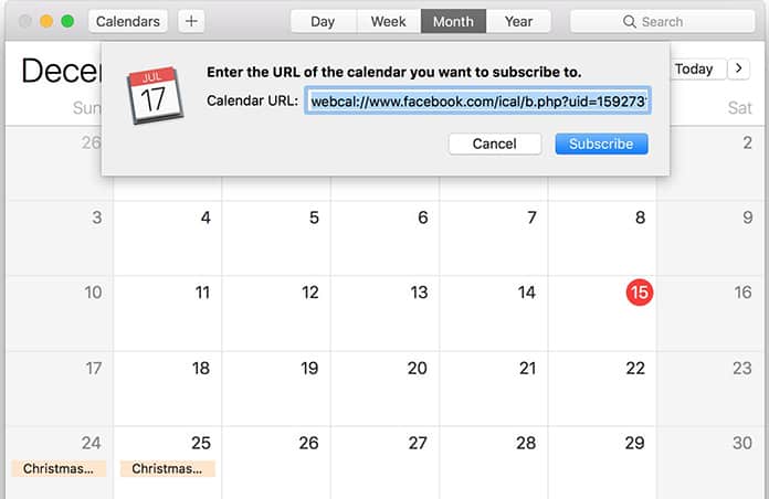 add facebook events in ios 11 calendar
