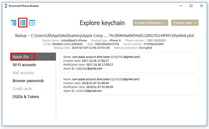 extract keychain from iphone backup