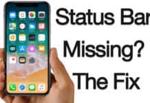 status bar missing on iphone
