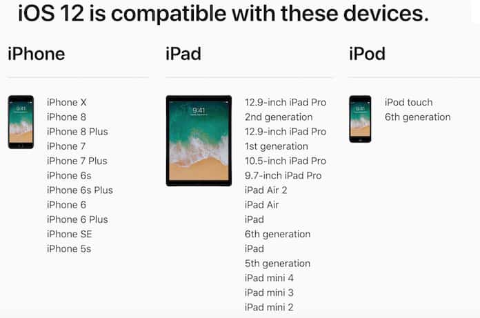 ios 12 compatible devices