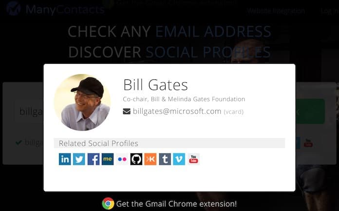 find social media profiles by email address