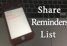 share a reminders lists