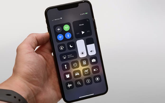 open control center on iphone xs max