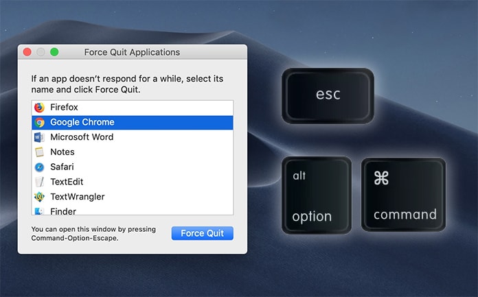 Mac keyboard shortcuts for force quit