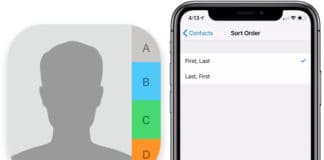 sort iphone contacts by first name