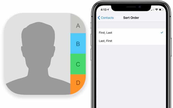 sort iphone contacts by first name
